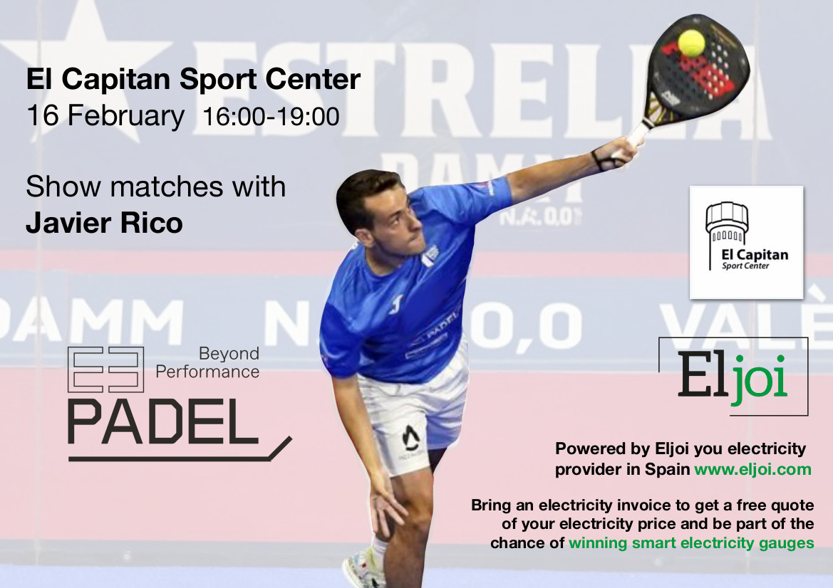 Join EE Padel and Javier Rico in Torrevieja 16th of February 16:00 – 19:00